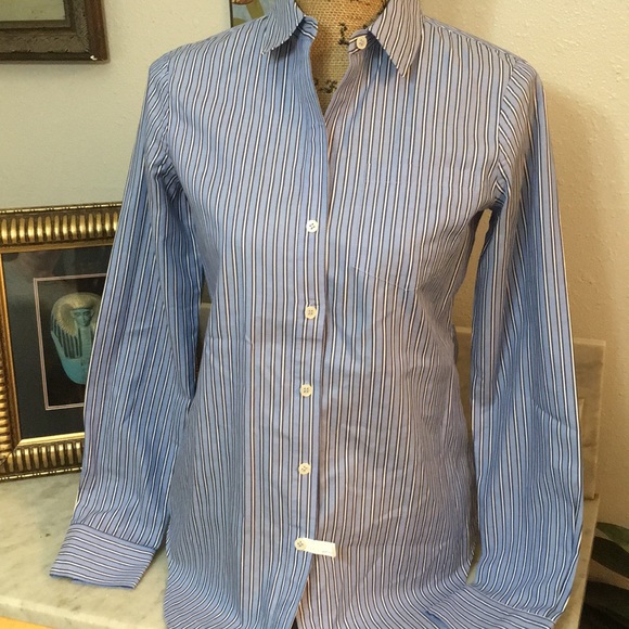 New Theory Career Stripe Button Front Long Sleeve! - Picture 1 of 8